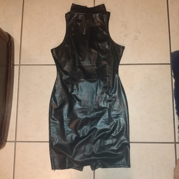 DSM Dominatrix lace Zip Buckle Up Pleather Dress - Picture 13 of 14